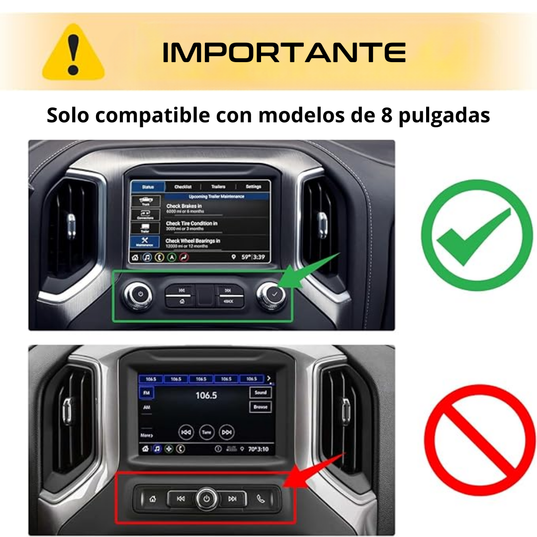 Protector Pantalla vidrio 8 GMC Sierra 1500 2019 al 2022
